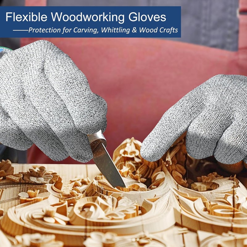 Dowellife Cut Resistant Gloves A9 Maximum Protection - Food Grade Kitchen & Chef Gloves for Food Prep, Knife Cutting, Mandoline Slicing, Butcher, Oyster Shucking, Fish Handling (Medium, 2 Pairs) - Image 5